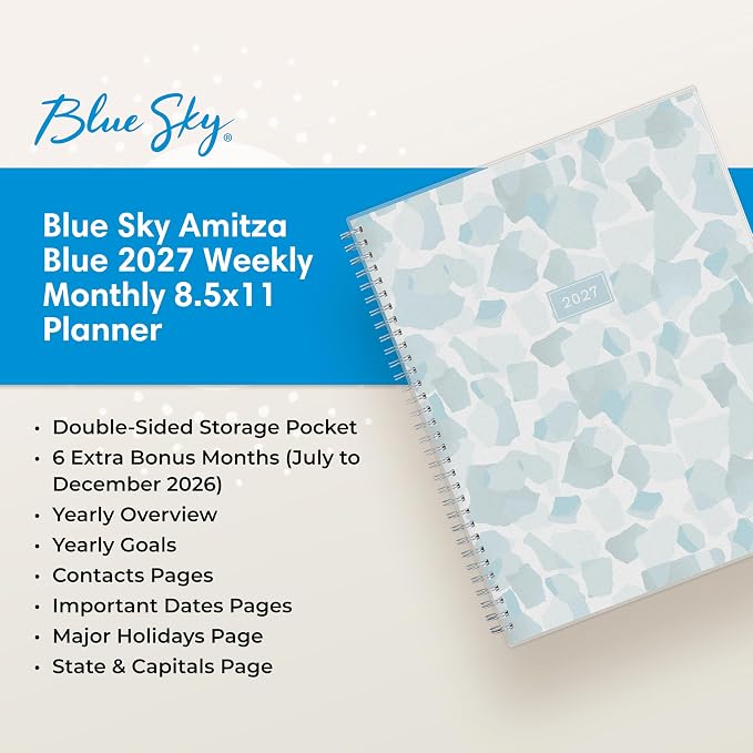 Blue Sky 2027 Weekly & Monthly Planner Calendar, 8.5"x11", Amitza