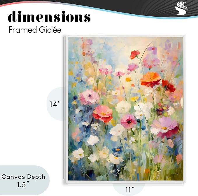 'Wildflower Breeze Impression'| Framed Giclee Art | Stupell Industries | White, 11 x 14 Inches, Easy to Hang and Sturdy, Made in USA, by Creative Studio