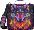 Wolf Colorful Zipper Binder Bag 3 Ring Binder with Shoulder Strap Zip Up 500 Sheets Capacity Multi Pockets for School Office Supplies