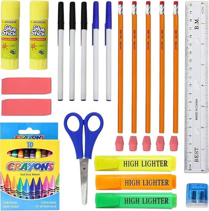 Moda West 48 Pack Bulk 36 Piece School Supplies Kit for Students