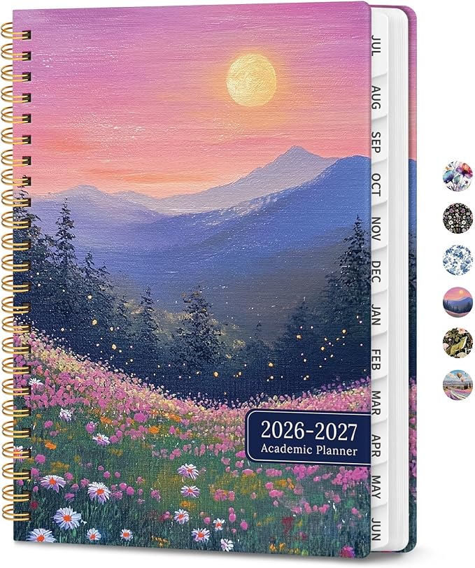 ZOTIA Academic Planner 2026-2027, Monthly & Weekly Jul 2026-Jun 2027 | Twilight Bloom, 6.3" x 8.5" Calendar Planner for Women, Hardcover Pretty Organizer for Women, School Office Home Supplies