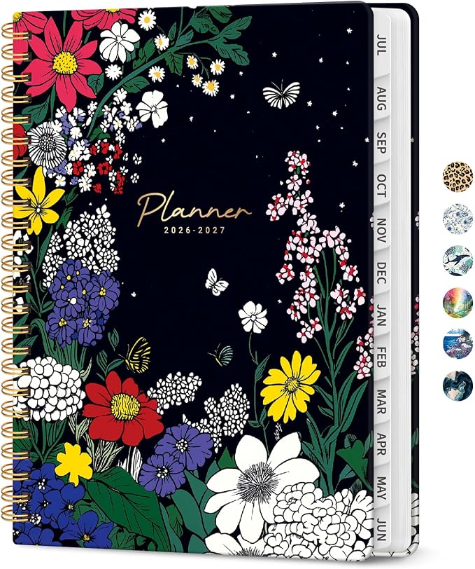Taja Planner 2026-2027, Jul 2026-Jun 2027 Monthly & Weekly Calendar Planner | 6.3" x 8.5", Hardcover Academic Calendar, Teacher Student Agenda Book with Tabs, School Office Supplies, Night Garland