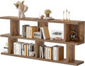 TIQLAB 63 Inch Bookshelf, Open Bookcase with Storage Shelves, Rustic Brown | horizontal book shelf low book case, for bedroom office study room, display rack shelving unit, console table behind couch