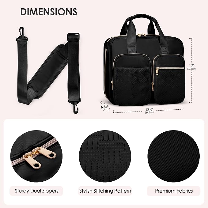 3 Ring Zipper Binder, 2 Inch Ring Binder Organizer Bag with Strap | Binder Bag Fits 13" Laptop & 500 Sheets, Detachable Shoulder Strap, Large Capacity Zip Up Portfolio Folder Bag for Office