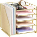 Desk Organizer, 5-Tier Paper Organizer Letter Tray, Gold | Desk Organizers and Accessories, Office Desk Accessories & Workspace Organizers, Desktop File Organizer for Office Supplies