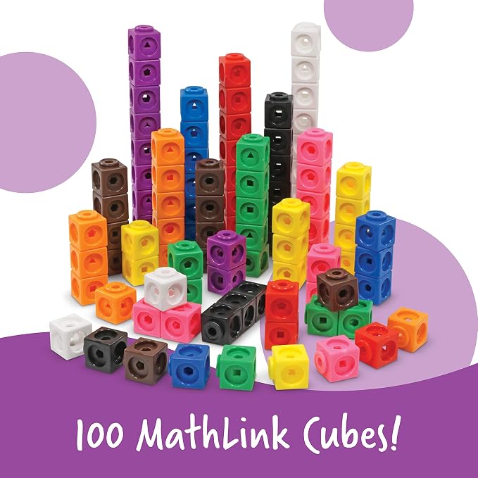 Learning Resources MathLink Cubes Elementary Math Activity Set - | Math Manipulatives, Color Linking Cubes for Kids, Number Cube Toys, Classroom Counting Activity, Stem Learning Activities