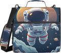 MNSRUU 3 Ring Binder Bag, 2 Inch D-Rings Easily Organizes 1 Inch Fits Letter Sized Paper, Cute Astronaut Large 3 Hole Zipper Binder Organizer for School Office Supplies