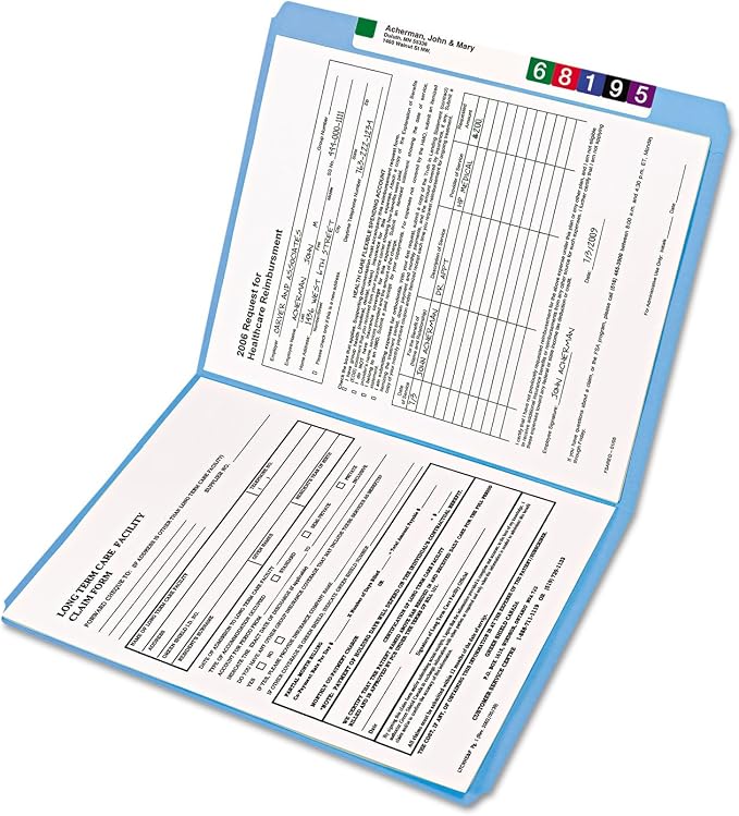 Smead File Folder, Reinforced Straight-Cut Tab, Letter Size, Blue, 100 per Box (12010)