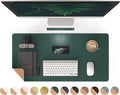 RENMTURE Dual-Sided Mouse Pad, Natural Cork & PU Leather Large Desk Pad for Office and Home Work, Desk Protector Non-Slip, Waterproof, Easy Clean (Dark Green, 32"x16")