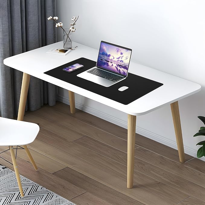 AFIING Desk Mat, Black, 31.5" x 17", Cork Desk Pad Protector | Dual-Sided Cork & PU Leather, Waterproof, Non-Slip for Mouse Pad, Office, Home & Writing