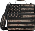 Fisyme American Flag Camouflage Zipper Binder 3 Ring with Zipper and Shoulder Strap Large Capacity Multi-Pocket Binder Organizer