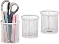Mind Reader Pen and Accessories Holder, Desktop Organizer, Office, Metal Mesh, 3.5"L x 3.5"W x 3.75"H, Set of 3, White