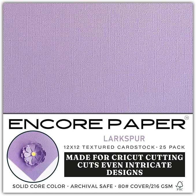 Larkspur—12x12 Textured Cardstock | 80lb Textured Purple Scrapbook Paper | Premium Cardstock for Cricut Cutting | 25 Sheets