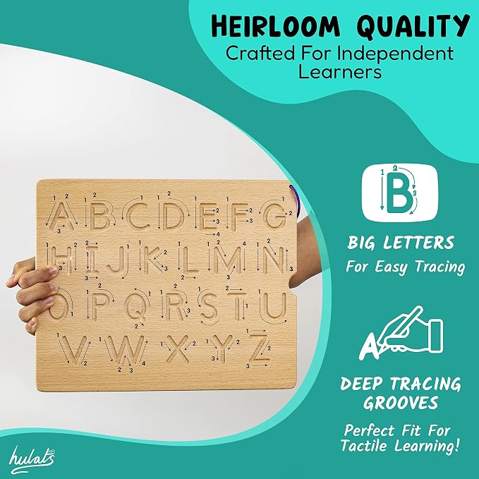 Hulats Learn to Write: Wooden Letter Tracing Board Set Ages 3-5