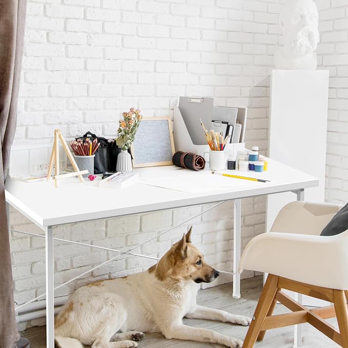 Small Space Writing Desk with Headphone Hooks, Modern Simple Design, Suitable for Study, Home Office and Living Room