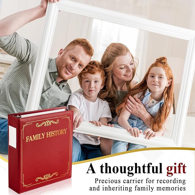 Family History Binder 3 Ring 50 Families Group Sheets 8th Generation Family Tree Chart 16 Sheets Genealogy Binder Burgundy Cover Genealogy Organizer Supplies with Pen Loop Pocket for Families History