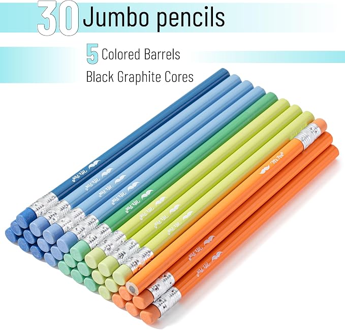 Mr. Pen- Jumbo Pencils, 30 Pack, Colorful Barrels