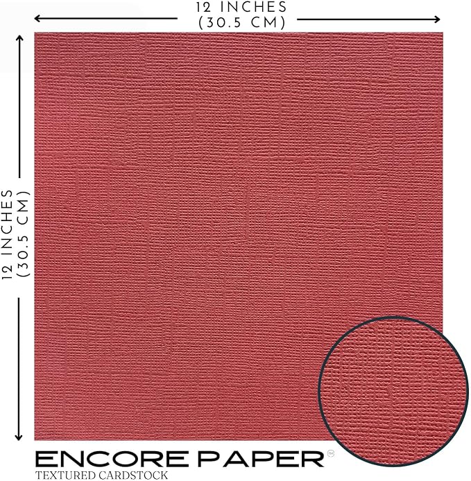 Brick—12x12 Textured Cardstock | 80lb Textured Red Scrapbook Paper | Premium Cardstock for Cricut Cutting | 25 Sheets