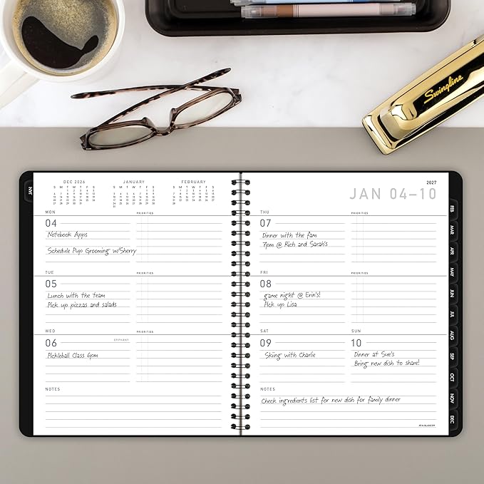 AT-A-GLANCE 2027 Planner, Weekly & Monthly, 7" x 8.75", Contemporary Lite, Black (7054XL0527)