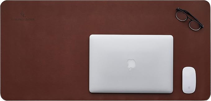 Gallaway Leather Desk Mat, Office Writing Desk Pad, Large 36" x 17" Dark Brown, for Top of Desks, Gift Ready Elegant Computer Desk Cover Protector PU Leather