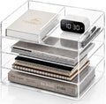 4-Tier Paper Tray Organizer Extra Large - Stackable Acrylic Desk Organizer | clear document sorter, vertical file holders, letter storage, workspace accessories, home, office, school, teachers, students