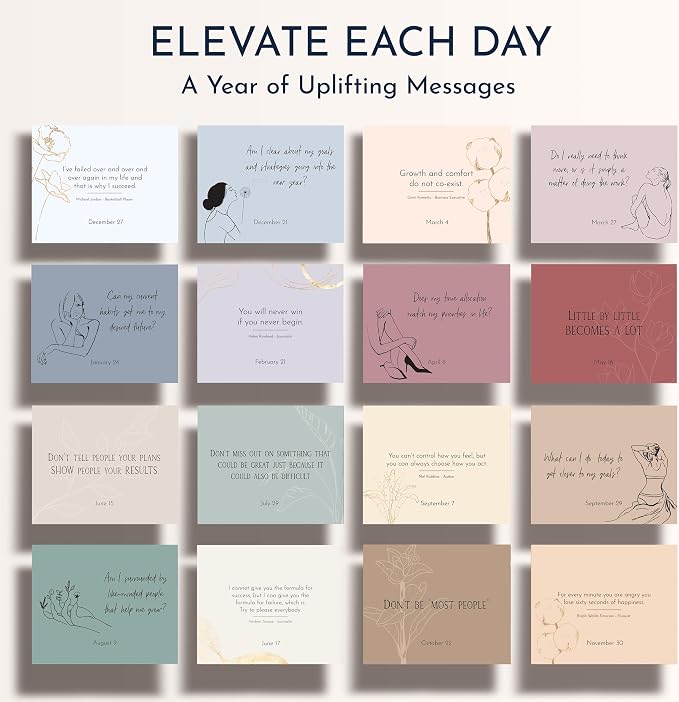 Motivational Desk Flip Calendar with 366 Daily Affirmations, Gift for Women | Inspirational Perpetual Desk Calendar, Daily Motivational Quotes, Positive Affirmations, Reflection Prompts, Office Decor
