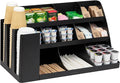 Mind Reader Large Cup and Condiment Station, 14-Compartment Countertop Coffee Organizer for Cups, Lids, Condiments and Supplies, Black