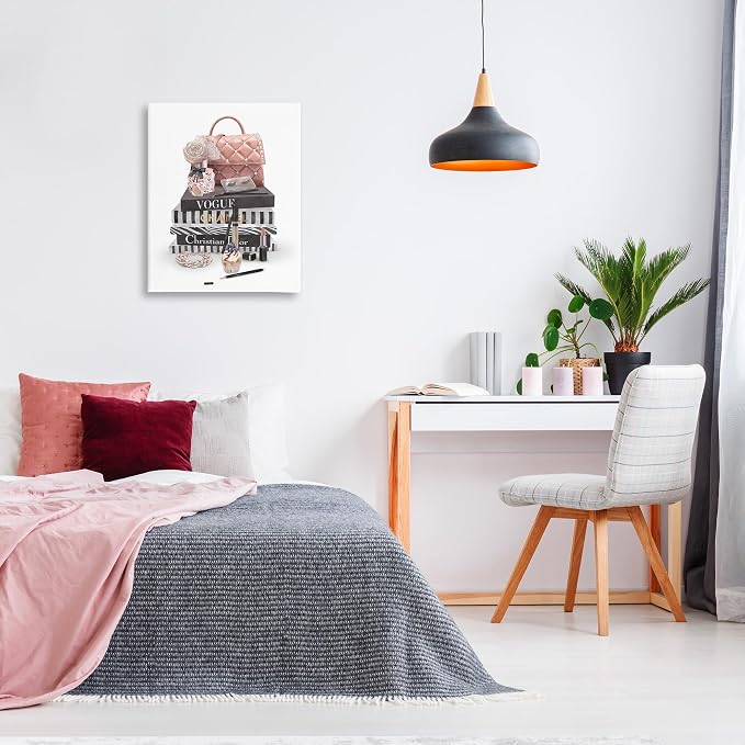 Fashion Bookstack Glam, 24 x 30 Inch Canvas Wall Art | Stupell Industries · By Ziwei Li · Ready to hang · Chic decor for living room · bedroom · or office · Made in USA