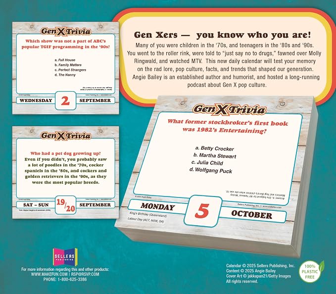 Daily Gen X Trivia 2026 Desk Calendar: Boxed Page-a-Day Nostalgia Quiz Calendar with Day-to-Day Pop Culture, Music, Movies & Throwback Challenges