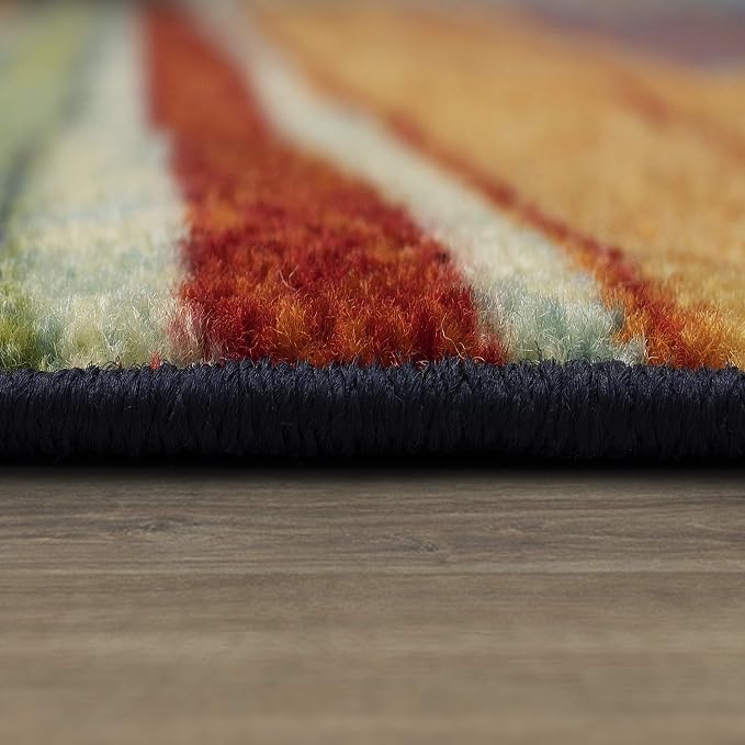 Mohawk Home Rainbow Stripe 6' x 9' Area Rug - Multicolor - Perfect for Living Room, Dining Room, Office
