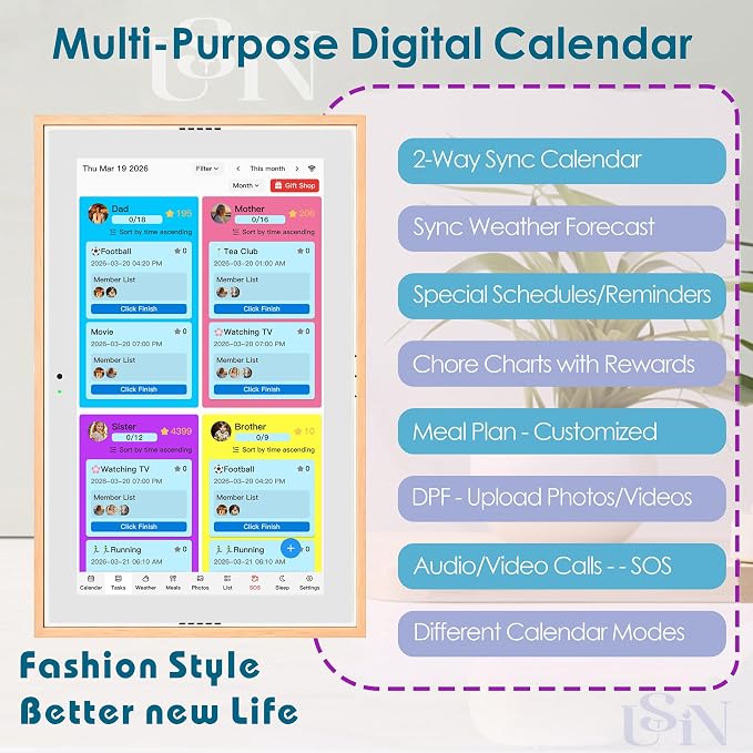 15.6" Digital Wall Calendar No Monthly Fee Family Hub Touchscreen