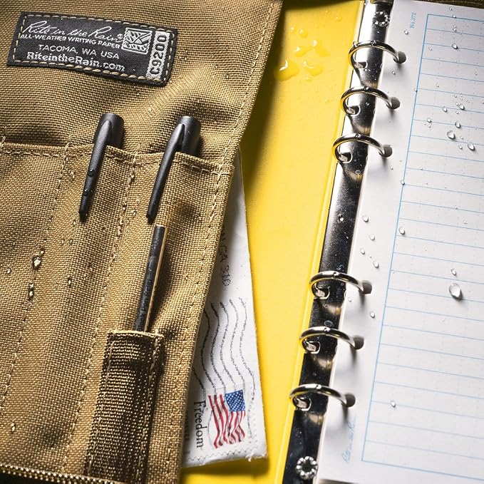 Rite in the Rain Weatherproof CORDURA Fabric, 1/2" Ring Binder Cover, 6.75" x 8.875", Tan Cover (No. C9200)