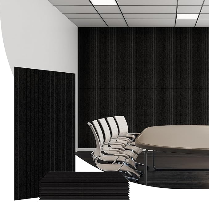Olanglab Acoustic Wall Panels 10 Pack, 48 x 24 per Acoustic Panels Sound Absorbing, Decorative Sound Panels for Home Studio and Office, Black
