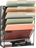 Mind Reader 5-Pocket Vertical File Storage, Desktop Organizer, Wall Mount, Office, Metal Mesh, Black