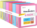 Enday 2 inch 3 Ring Binder (6 Pack - Assorted Colors) Binder 2 inch with Clear View Cover and 2 Inside Pocket - for Letter Size 8.5 x 11'' Paper, Ideal for School Supplies, Office, and Home