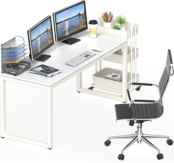 SHW 55-Inch Commercial-Grade Office Computer Desk, White | 10-Year Limited Warranty
