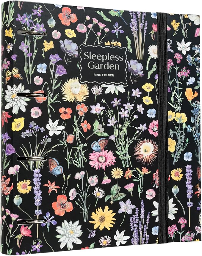 Grupo Erik 4 Ring Binder A4 - Sleepless Garden, Stationery Gifts | A4 Folder with Elastic closure, School Folders for Paperwork A4, Back to School Supplies | Cute Stationary Gifts