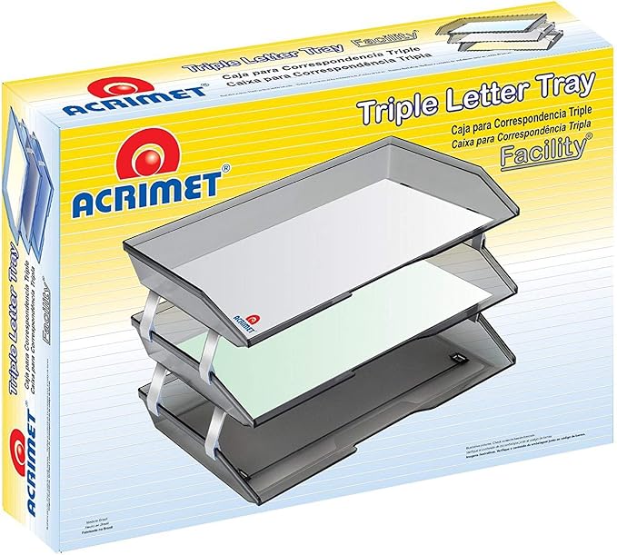 Acrimet Facility 3 Tier Letter Tray, Side Load, Letter Size/A4, Desktop File Organizer, Plastic (Solid Green Color)