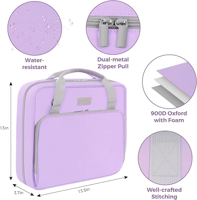 SKYDUE Zipper Binder 3 Inch D-Ring School Binder, Oxford Fabric School Organizer Holds 700+ Sheets, Fits 14" Laptop, Water-Resistant, Handle & Shoulder Strap, 14"x13" – School Supplies, Purple