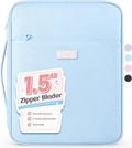 Sooez Zipper Binder Bag, 1.5 Inch Binders 3 Ring O-Ring, 5-Tab Dividers | Expanding File Folder, 650-Sheet Capacity Paper Organizer, Cute Organizer Storage for Student School Classroom Supplies, Blue