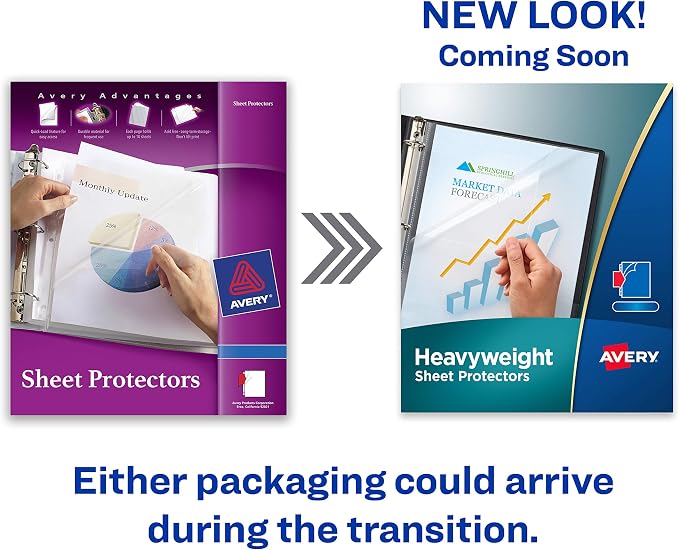 Avery® Clear Heavyweight Sheet Protectors, Non-Glare, Easy Load, 50 Document Protectors (74107)