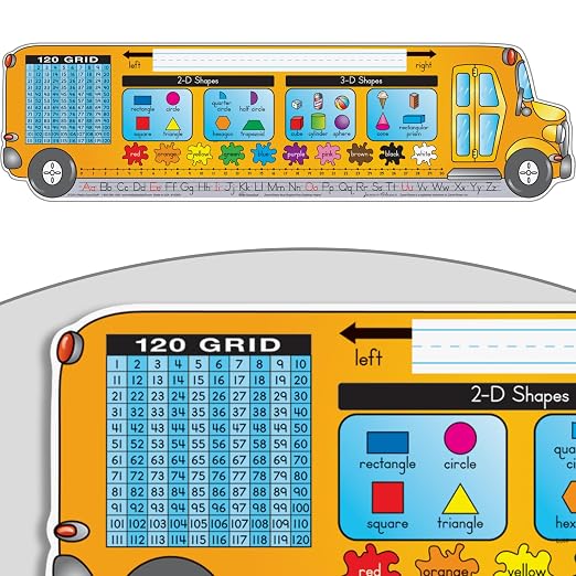 Really Good Stuff Zaner-Bloser Bus-Shaped Desktop Nameplates, 24-Pack