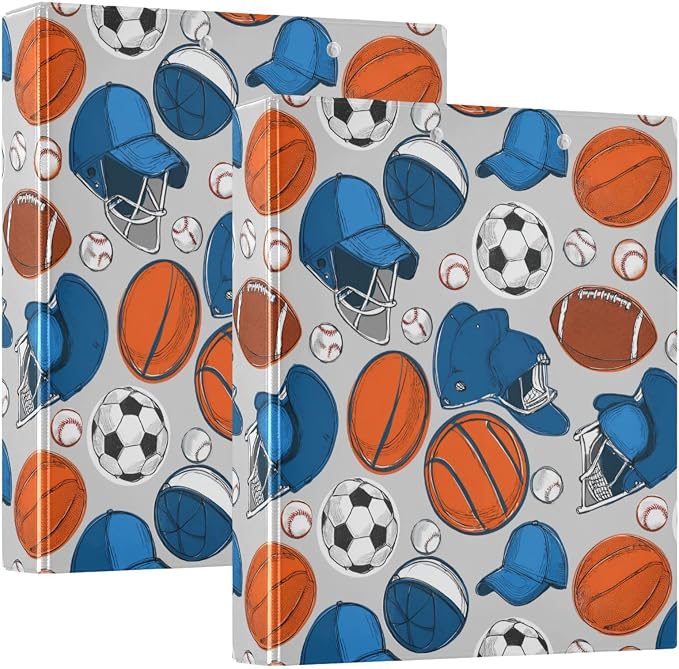 Cute Sport Boys Soccer Round Ring Binders 1.5 Inch 3 Ring Binder with Clipboard Holds 200 Sheets Office Home School