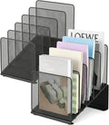 LEKETREE File Organizer for Desk, File Folder Organizer with 5-Section Vertical Rack, Suitable for Home Office Document Organization and Storage(Black 2-Pack)