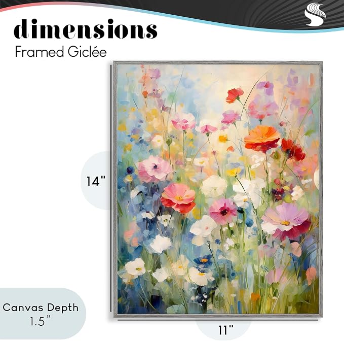 'Wildflower Breeze Impression'| Framed Giclee Art | Stupell Industries | Gray, 11 x 14 Inches, Easy to Hang and Sturdy, Made in USA, by Creative Studio
