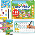 LEOGOR Magic Grooved Writing Practice for Kids - 6 Grooved Writing Books for Kids 3-5 & 6-8 - Disappearing Ink Handwriting Books - Traceable Letters Numbers for Preschool - Reusable Learning Activity