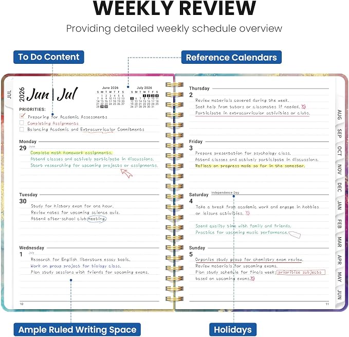 ZOTIA Planner 2026-2027 Jul 2026-Jun 2027 Academic Monthly & Weekly Planner