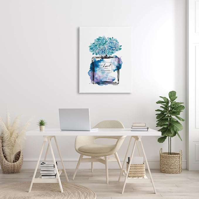 Watercolor Perfume Bottle Floral, 30 x 40 Inch Canvas Wall Art | Stupell Industries · By Amanda Greenwood · Ready to hang · Ideal for bedroom or office · Made in USA