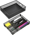 2 Pack Desk Drawer Organizer, Metal Mesh Drawer Organizer Tray for Office Home Supplies