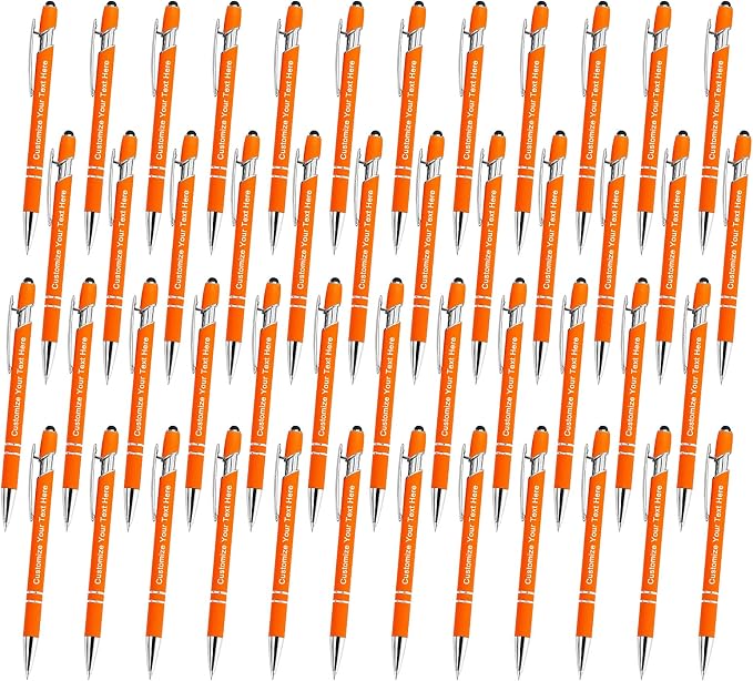 Qingxily Custom Pens Bulk - Up to 300 Personalized Stylus Ballpoint Pens With Free Engraving - Customized With Your Name, Text, Message for Business, Graduation, Anniversaries - Colorful 48 Pcs